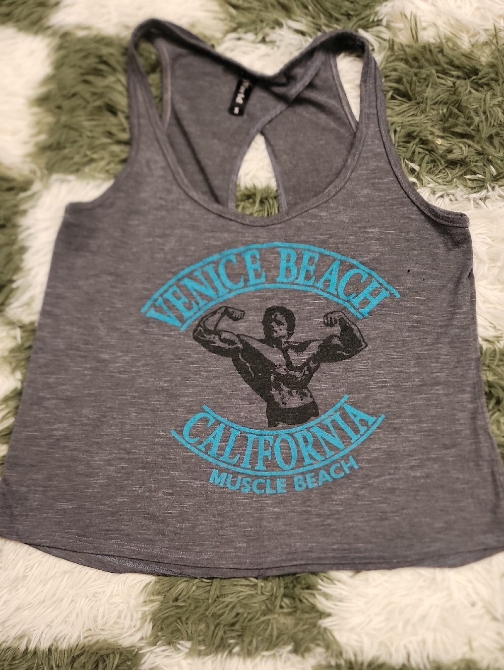 Muscle Beach Cropped Tank With Open Back Detail